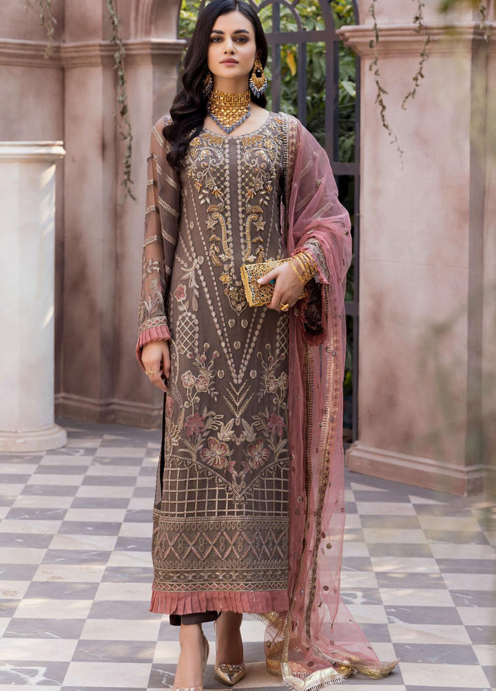 Le Festa By Emaan Adeel Embroidered Chiffon Suits Unstitched 3 Piece EA21-FP3 LR-06 - Premium Collection
