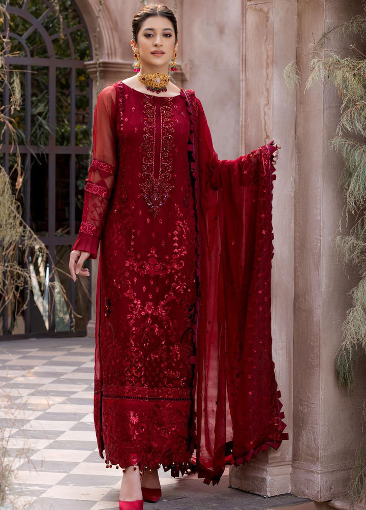 Le Festa By Emaan Adeel Embroidered Chiffon Suits Unstitched 3 Piece EA21-FP3 LR-09 - Premium Collection