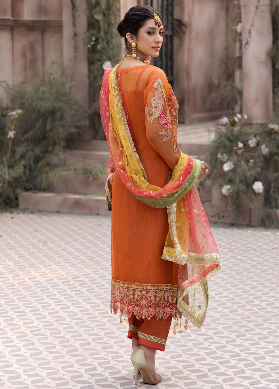 Le Festa By Emaan Adeel Embroidered Organza Suits Unstitched 3 Piece EA21-FP3 LR-10 - Premium Collection