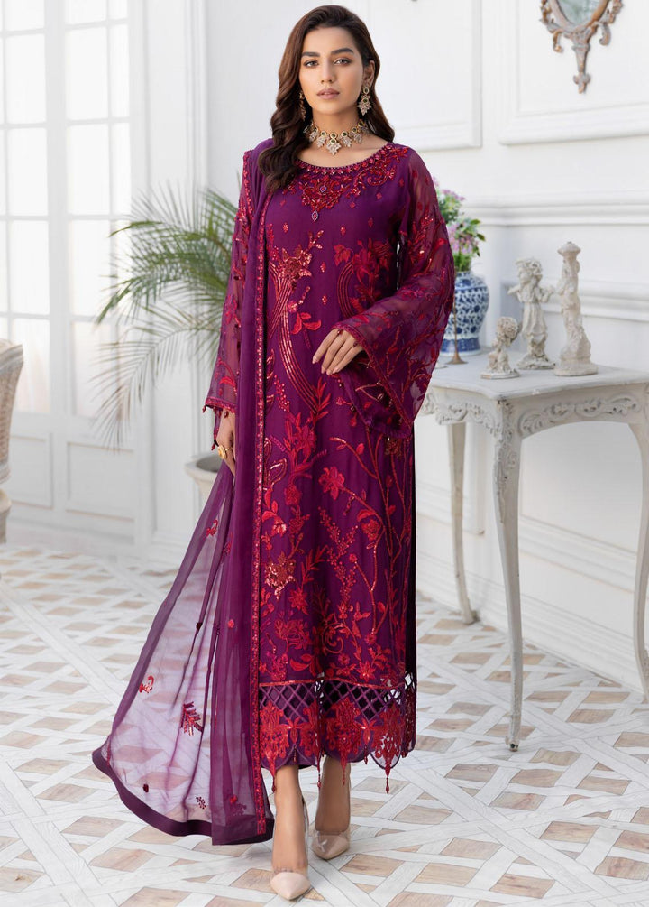 Le Festa By Emaan Adeel Embroidered Chiffon Suits Unstitched 3 Piece EA21-FP4 LF-401 - Premium Collection