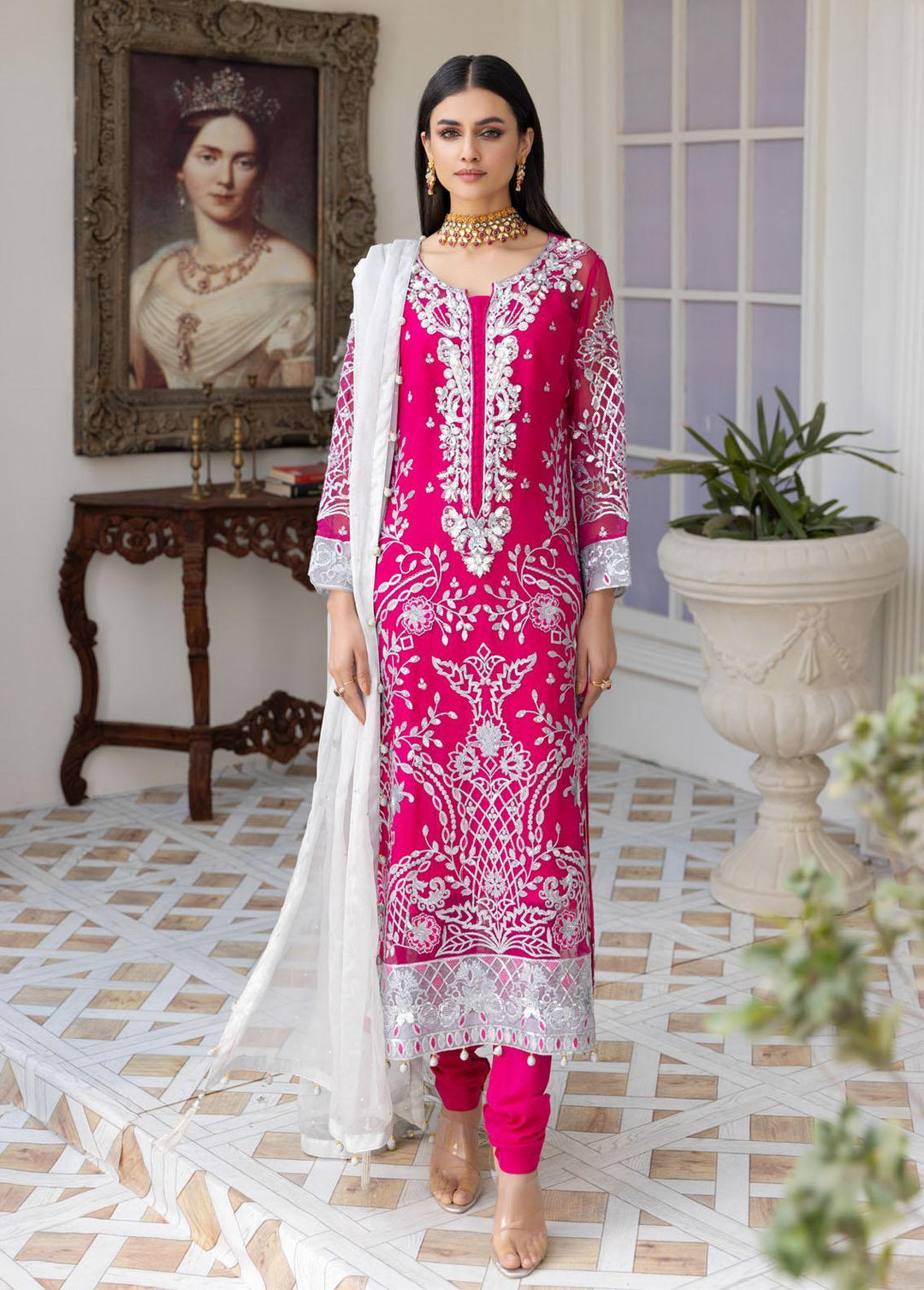 Le Festa By Emaan Adeel Embroidered Chiffon Suits Unstitched 3 Piece EA21-FP4 LF-405 - Premium Collection