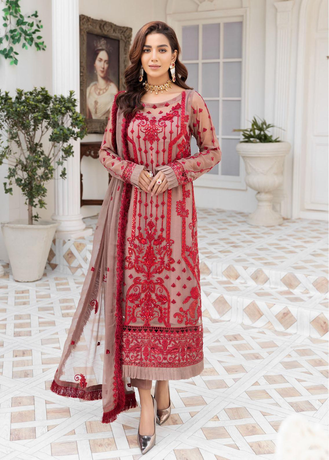 Le Festa By Emaan Adeel Embroidered Chiffon Suits Unstitched 3 Piece EA21-FP4 LF-407 - Premium Collection