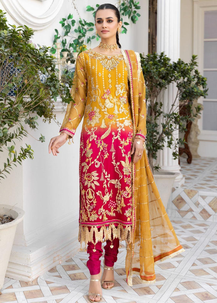 Le Festa By Emaan Adeel Embroidered Chiffon Suits Unstitched 3 Piece EA21-FP4 LF-409 - Premium Collection