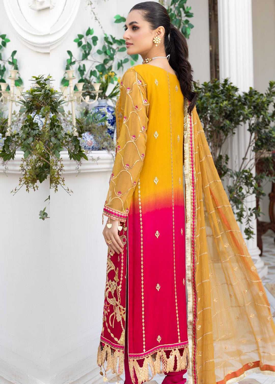 Le Festa By Emaan Adeel Embroidered Chiffon Suits Unstitched 3 Piece EA21-FP4 LF-409 - Premium Collection