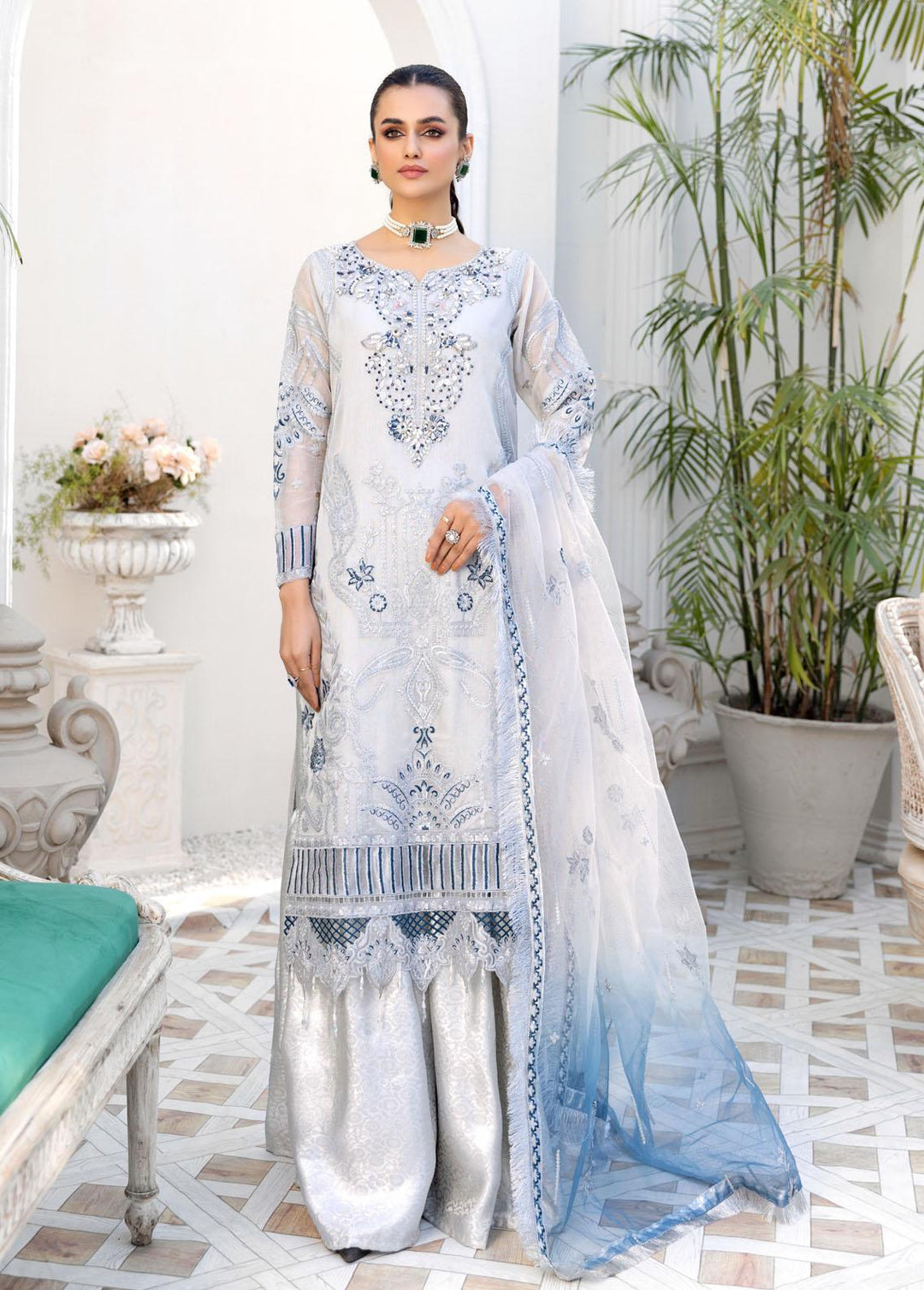 Le Festa By Emaan Adeel Embroidered Chiffon Suits Unstitched 3 Piece EA21-FP4 LF-410 - Premium Collection