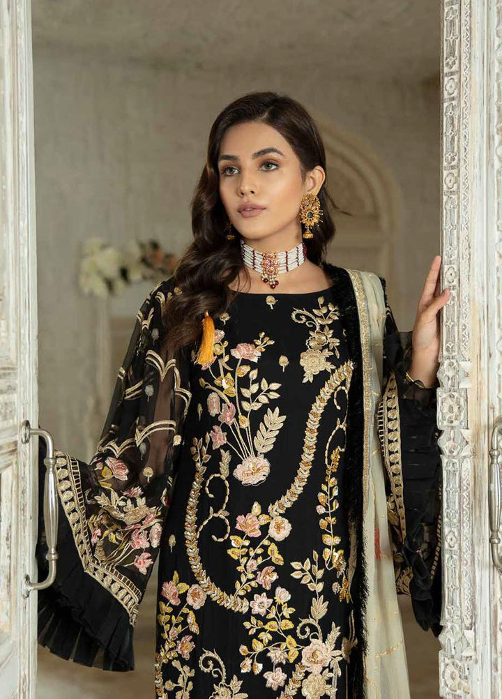 Emaan Adeel Embroidered Chiffon Suits Unstitched 3 Piece EA21FP LE-02 - Luxury Collection