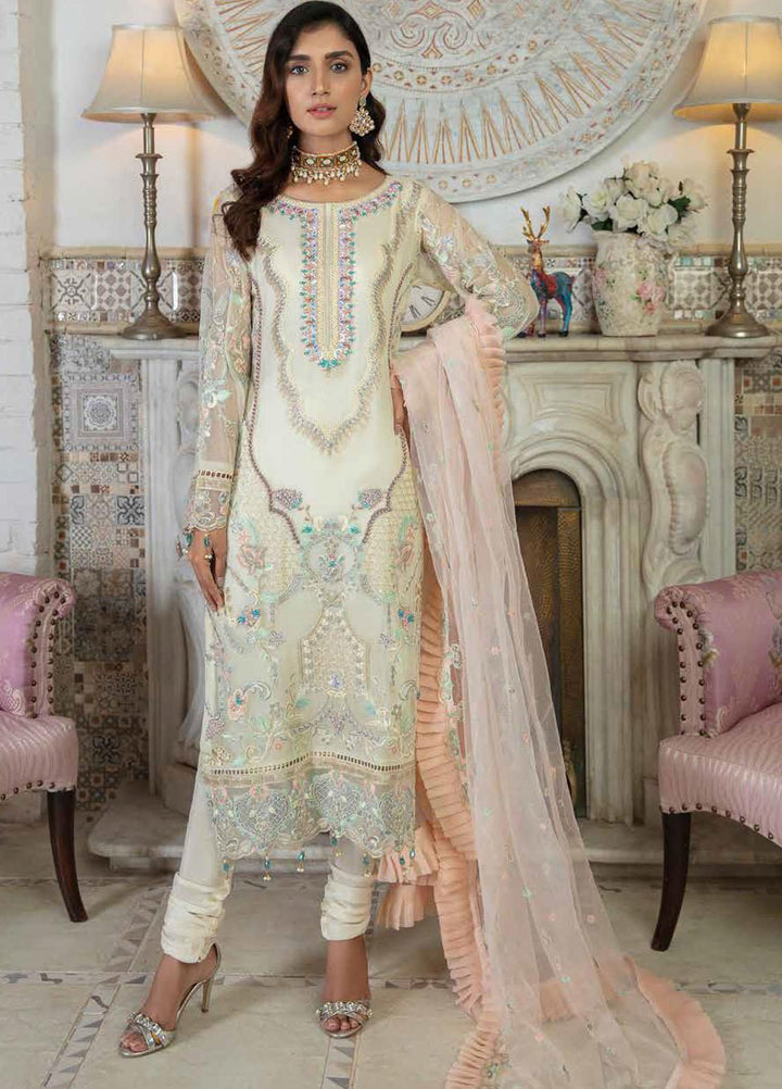 Emaan Adeel Embroidered Chiffon Suits Unstitched 3 Piece EA21FP LE-03 - Luxury Collection