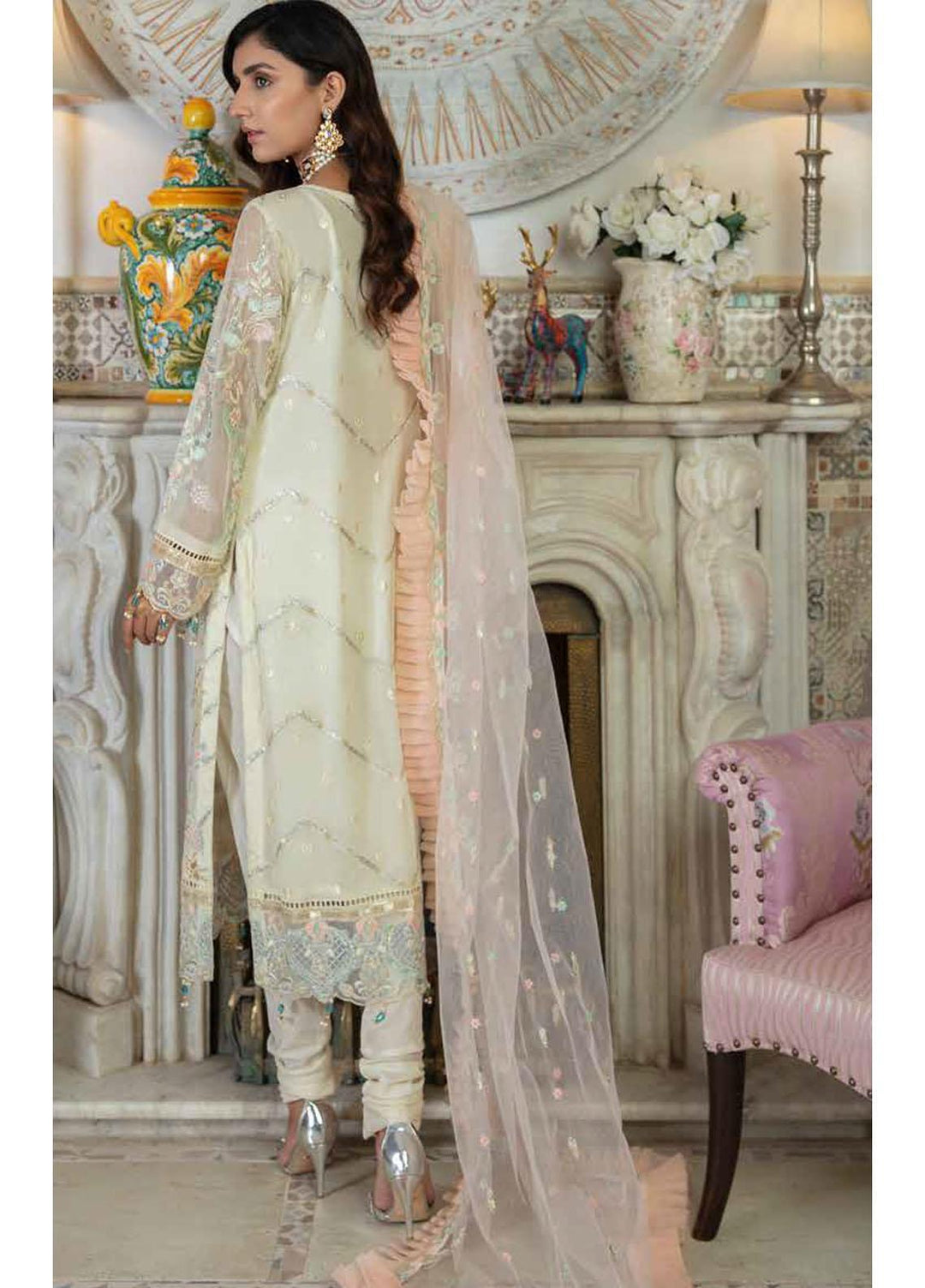 Emaan Adeel Embroidered Chiffon Suits Unstitched 3 Piece EA21FP LE-03 - Luxury Collection