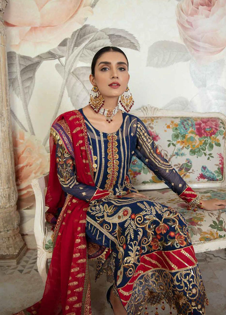 Emaan Adeel Embroidered Chiffon Suits Unstitched 3 Piece EA21FP LE-04 - Luxury Collection