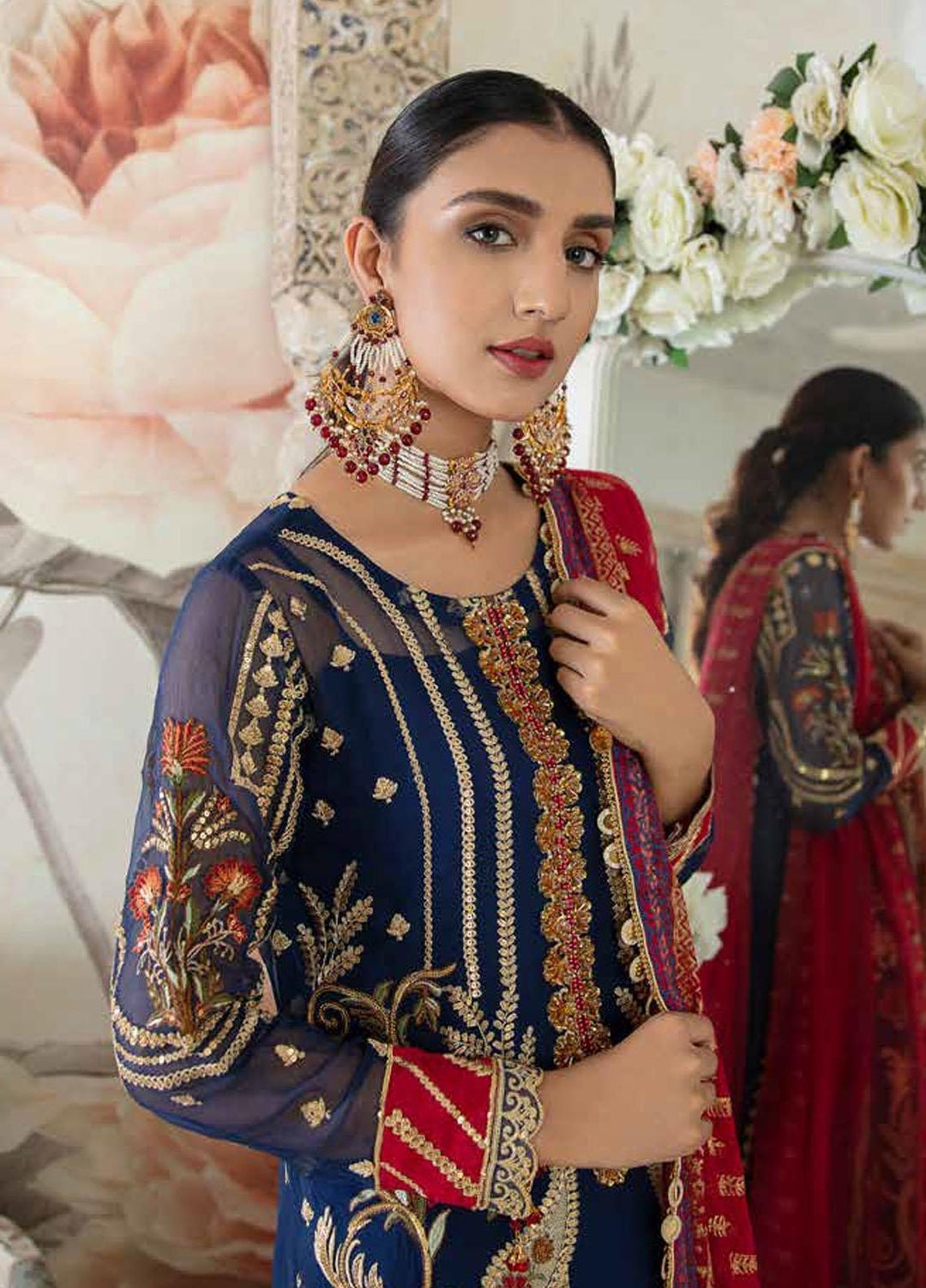Emaan Adeel Embroidered Chiffon Suits Unstitched 3 Piece EA21FP LE-04 - Luxury Collection