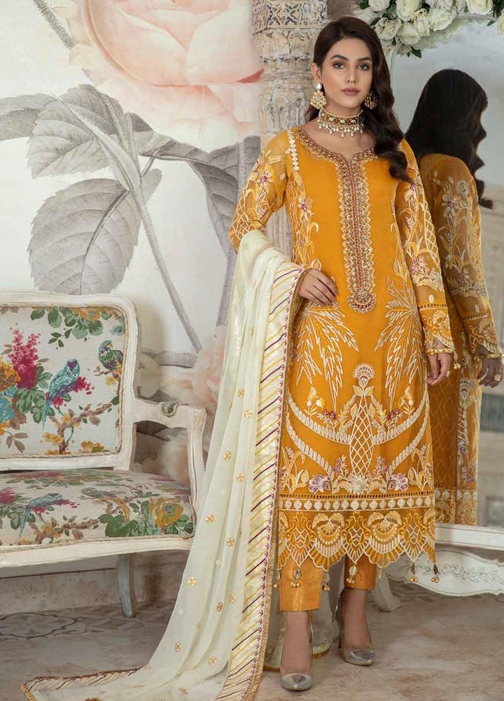 Emaan Adeel Embroidered Chiffon Suits Unstitched 3 Piece EA21FP LE-05 - Luxury Collection