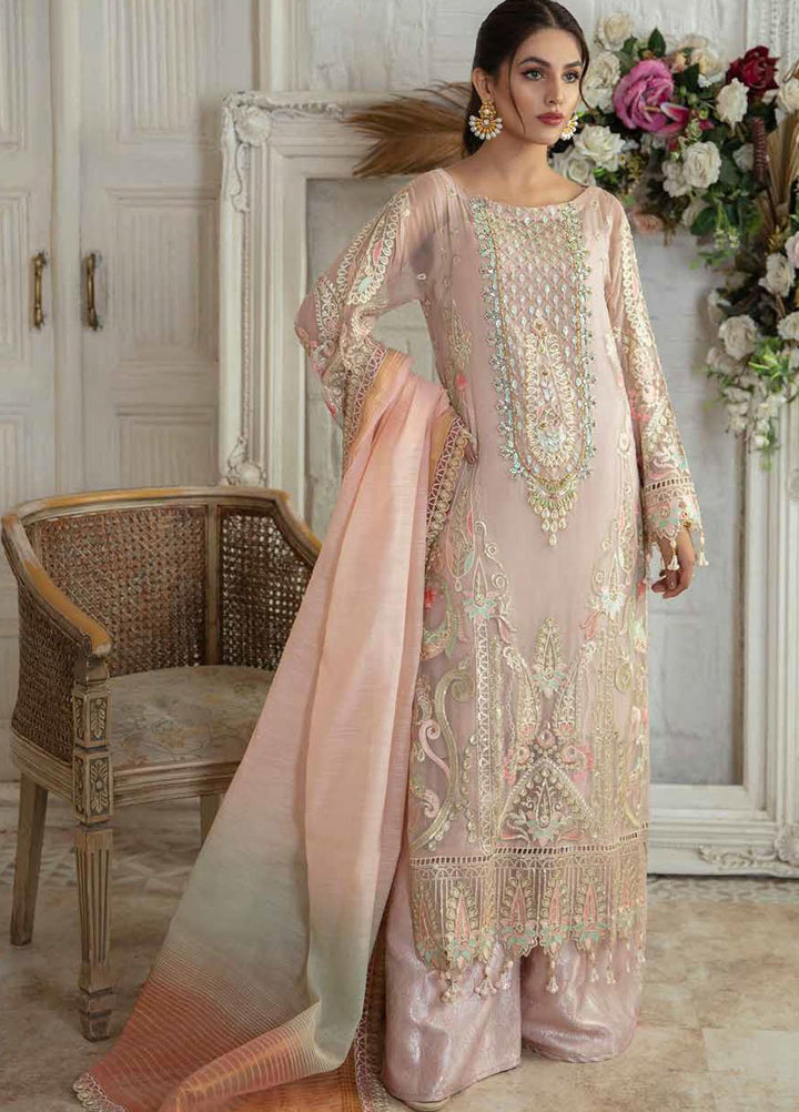 Emaan Adeel Embroidered Chiffon Suits Unstitched 3 Piece EA21FP LE-06 - Luxury Collection