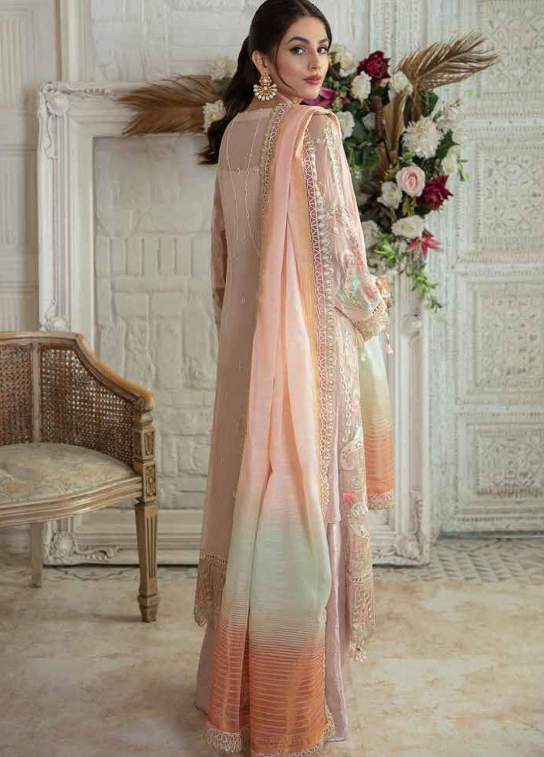Emaan Adeel Embroidered Chiffon Suits Unstitched 3 Piece EA21FP LE-06 - Luxury Collection