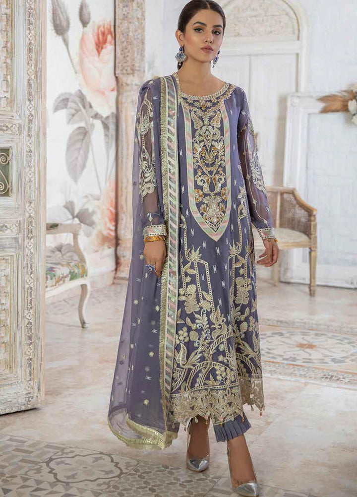 Emaan Adeel Embroidered Chiffon Suits Unstitched 3 Piece EA21FP LE-08 - Luxury Collection
