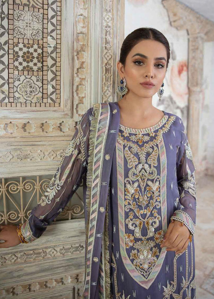 Emaan Adeel Embroidered Chiffon Suits Unstitched 3 Piece EA21FP LE-08 - Luxury Collection