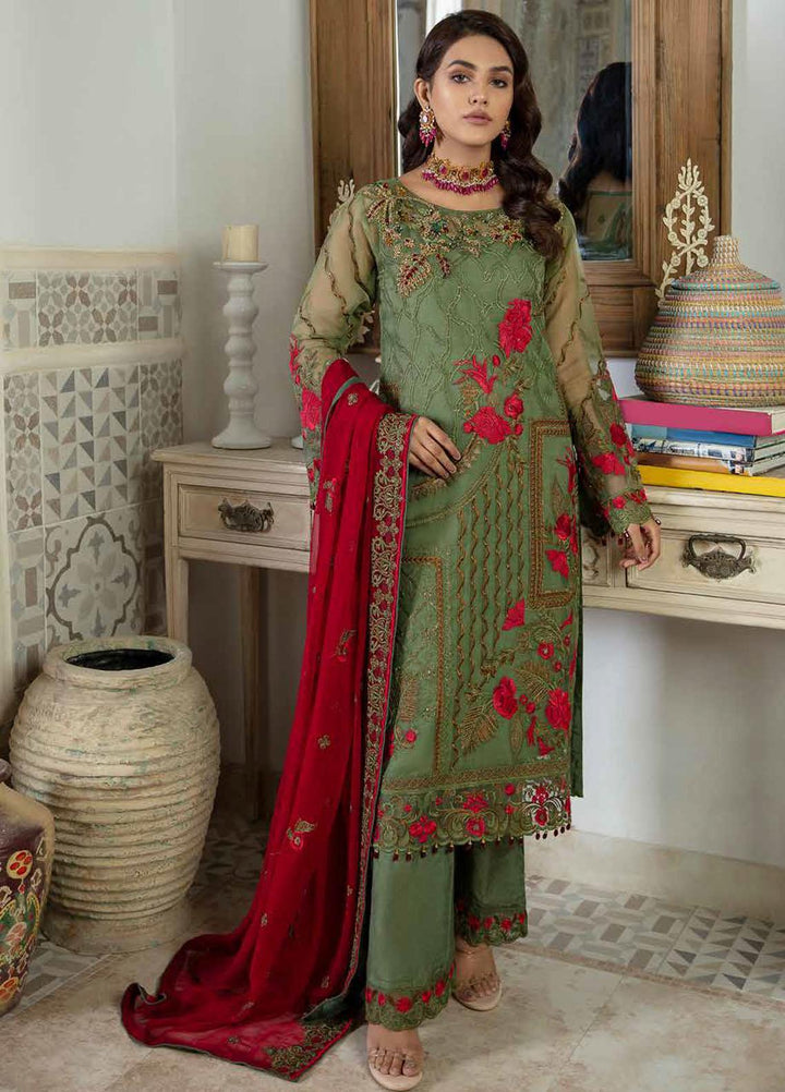 Emaan Adeel Embroidered Chiffon Suits Unstitched 3 Piece EA21FP LE-09 - Luxury Collection
