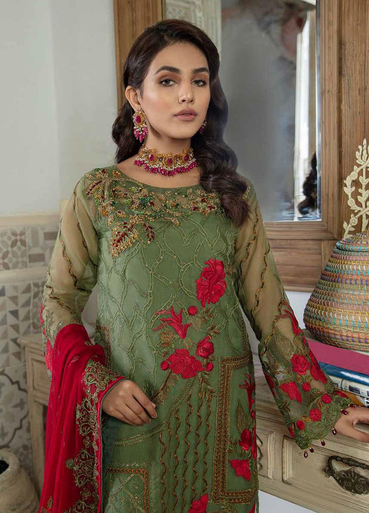 Emaan Adeel Embroidered Chiffon Suits Unstitched 3 Piece EA21FP LE-09 - Luxury Collection