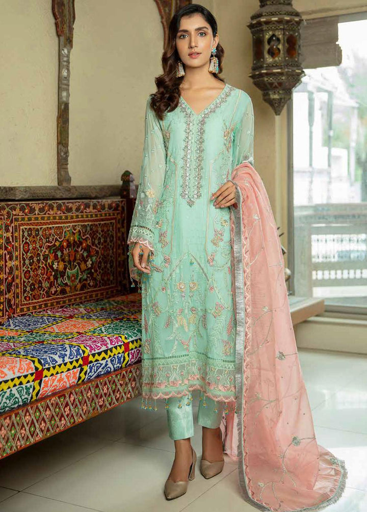 Emaan Adeel Embroidered Chiffon Suits Unstitched 3 Piece EA21FP LE-10 - Luxury Collection