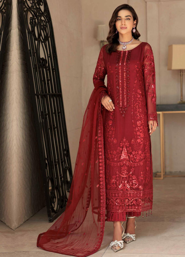 Le Festa By Emaan Adeel Embroidered Organza Suit Unstitched 3 Piece EA22-LF5 LF-504 - Premium Collection