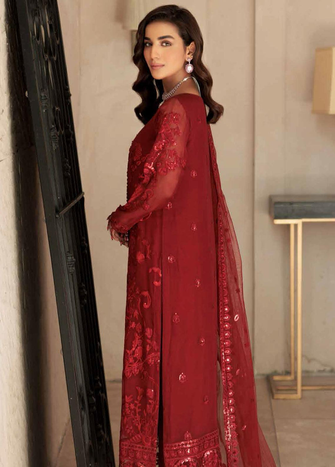 Le Festa By Emaan Adeel Embroidered Organza Suit Unstitched 3 Piece EA22-LF5 LF-504 - Premium Collection
