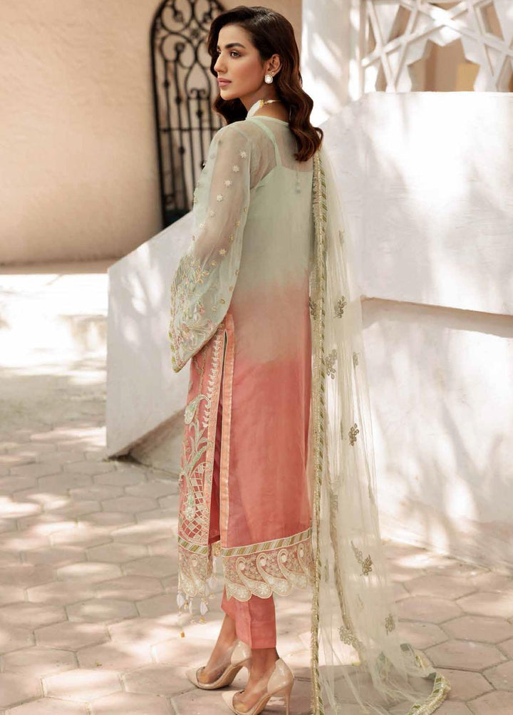 Le Festa By Emaan Adeel Embroidered Organza Suit Unstitched 3 Piece EA22-LF5 LF-505 - Premium Collection