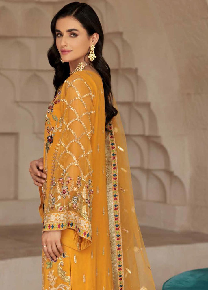 Le Festa By Emaan Adeel Embroidered Chiffon Suit Unstitched 3 Piece EA22-LF5 LF-506 - Premium Collection