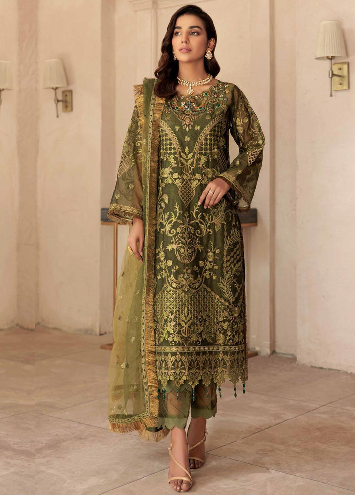 Le Festa By Emaan Adeel Embroidered Organza Suit Unstitched 3 Piece EA22-LF5 LF-507 - Premium Collection