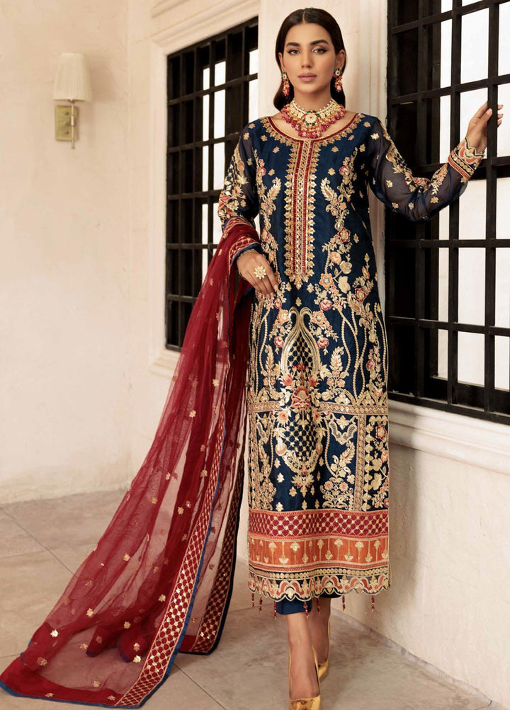 Le Festa By Emaan Adeel Embroidered Organza Suit Unstitched 3 Piece EA22-LF5 LF-509 - Premium Collection