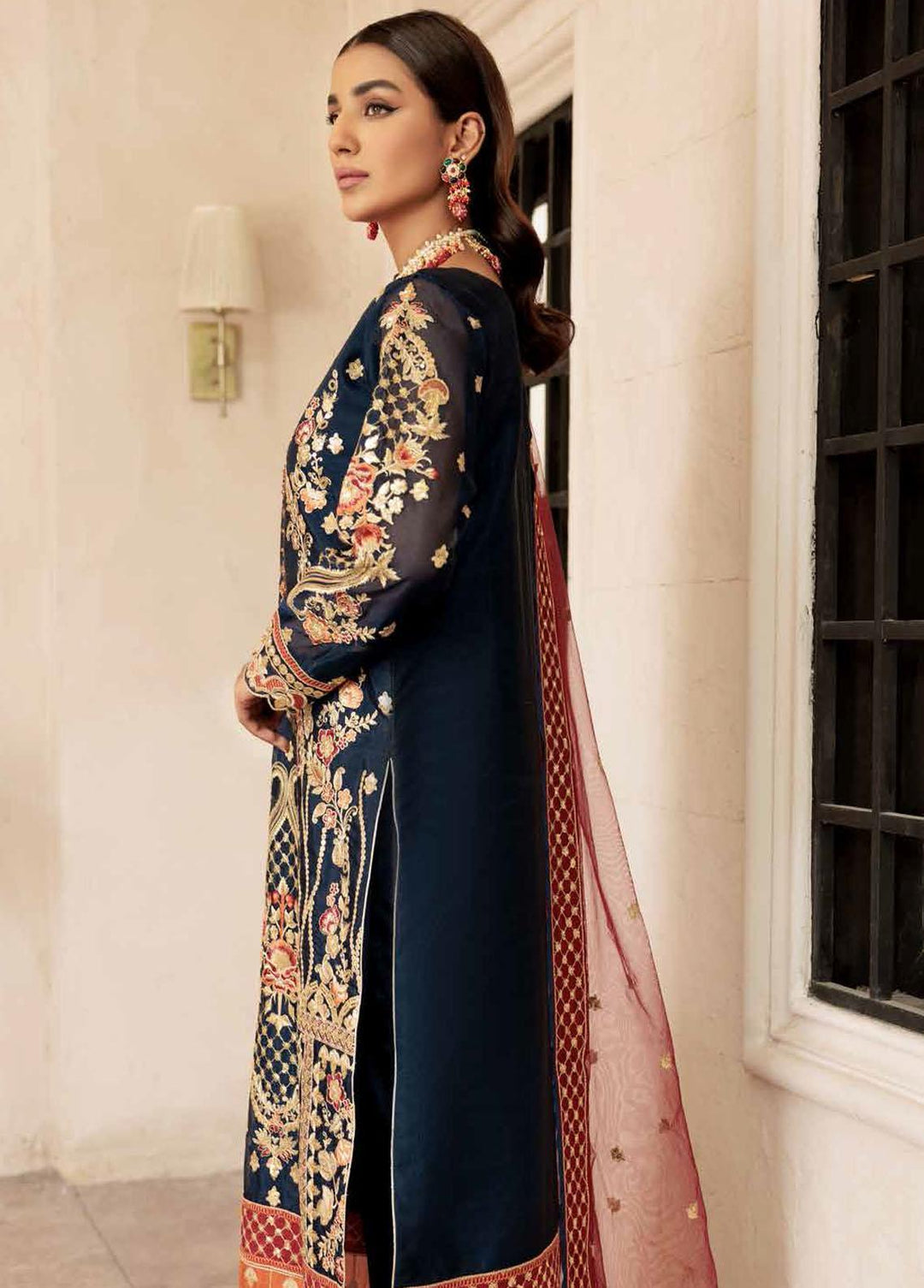 Le Festa By Emaan Adeel Embroidered Organza Suit Unstitched 3 Piece EA22-LF5 LF-509 - Premium Collection