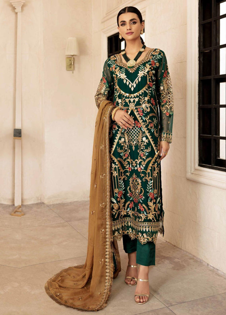 Le Festa By Emaan Adeel Embroidered Organza Suit Unstitched 3 Piece EA22-LF5 LF-510 - Premium Collection