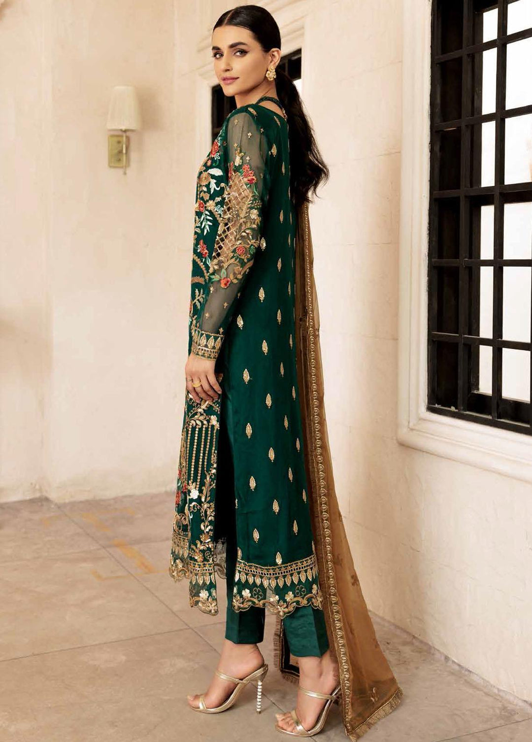 Le Festa By Emaan Adeel Embroidered Organza Suit Unstitched 3 Piece EA22-LF5 LF-510 - Premium Collection
