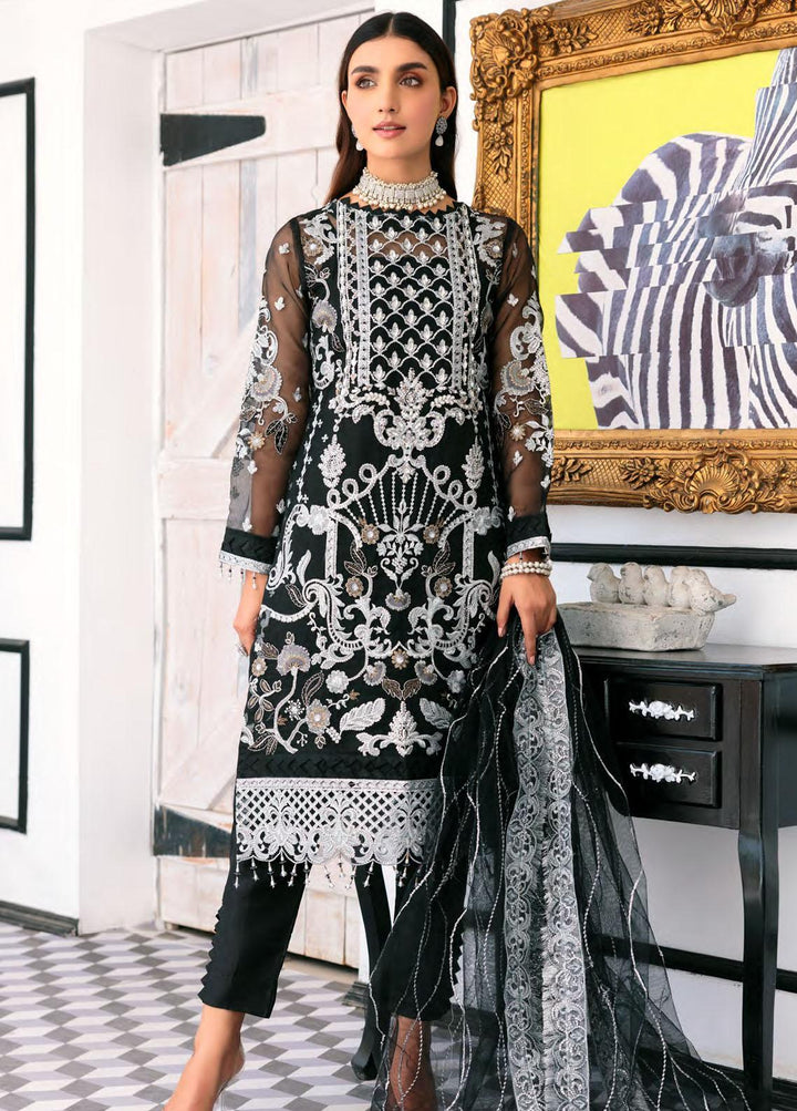 Le Festa By Emaan Adeel Embroidered Organza Suits Unstitched 3 Piece EA22-LF6 LF-602 - Premium Collection