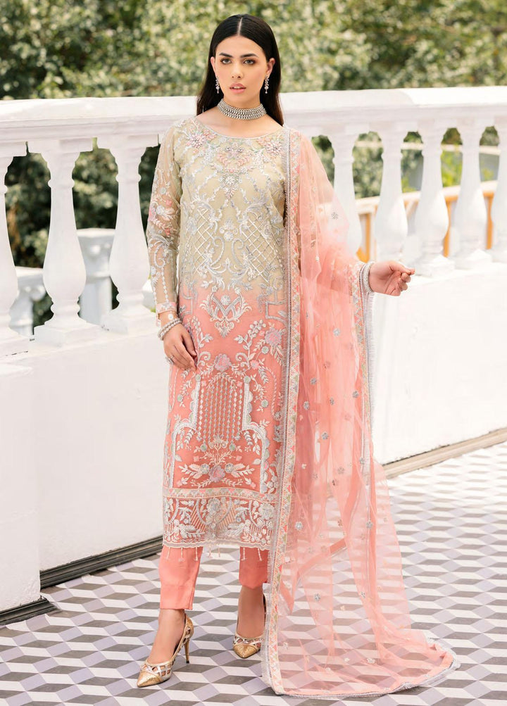 Le Festa By Emaan Adeel Embroidered Organza Suits Unstitched 3 Piece EA22-LF6 LF-603 - Premium Collection