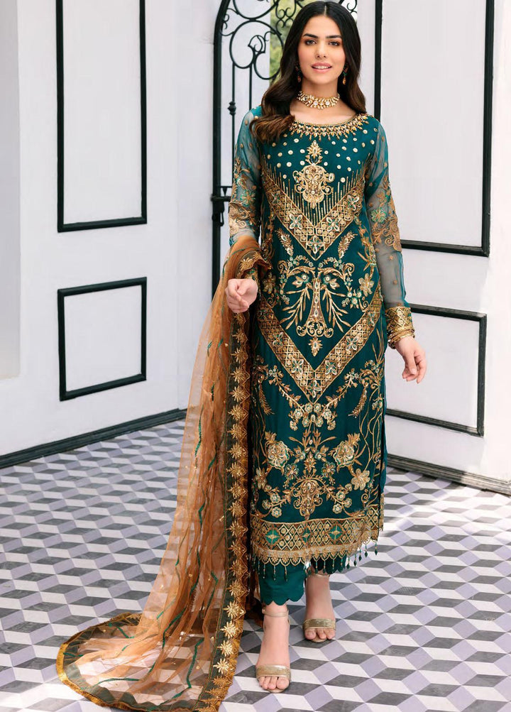 Le Festa By Emaan Adeel Embroidered Chiffon Suits Unstitched 3 Piece EA22-LF6 LF-604 - Premium Collection