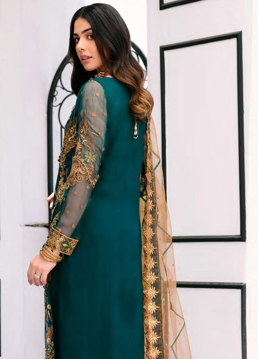 Le Festa By Emaan Adeel Embroidered Chiffon Suits Unstitched 3 Piece EA22-LF6 LF-604 - Premium Collection