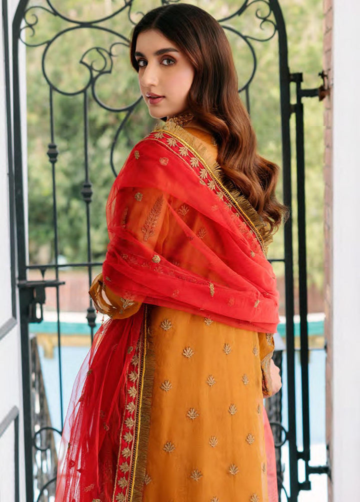 Le Festa By Emaan Adeel Embroidered Organza Suits Unstitched 3 Piece EA22-LF6 LF-605 - Premium Collection