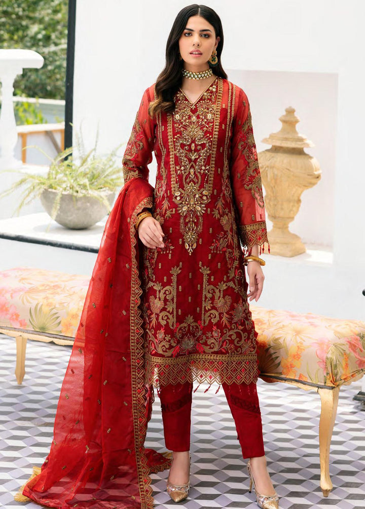 Le Festa By Emaan Adeel Embroidered Organza Suits Unstitched 3 Piece EA22-LF6 LF-606 - Premium Collection