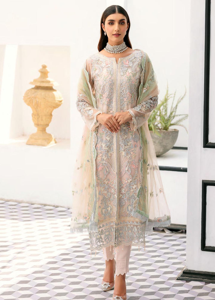 Le Festa By Emaan Adeel Embroidered Net Suits Unstitched 3 Piece EA22-LF6 LF-610 - Premium Collection