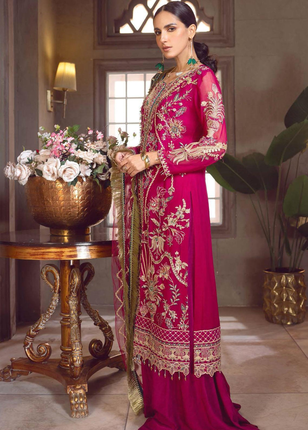 Le Festa By Emaan Adeel Embroidered Chiffon Suits Unstitched 3 Piece EA23-P6 LF-701 - Premium Collection