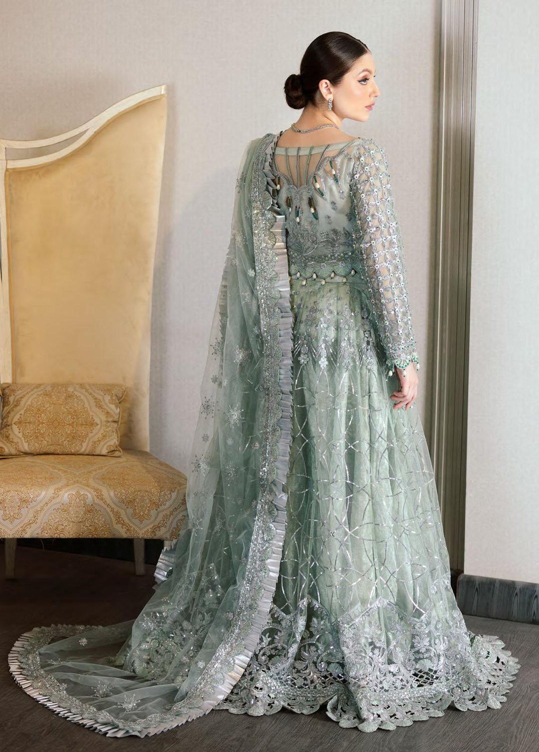 Mahermah By Emaan Adeel Embroidered Net Suits Unstitched 3 Piece EA22-M3 MB-301 - Luxury Collection