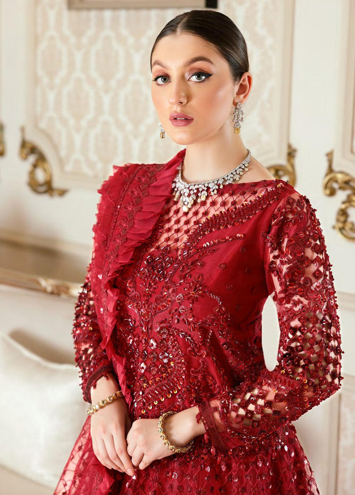Mahermah By Emaan Adeel Embroidered Net Suits Unstitched 3 Piece EA22-M3 MB-302 - Luxury Collection