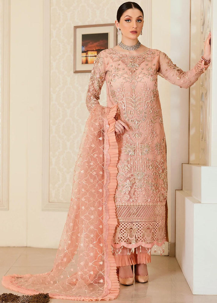 Mahermah By Emaan Adeel Embroidered Net Suits Unstitched 3 Piece EA22-M3 MB-303 - Luxury Collection