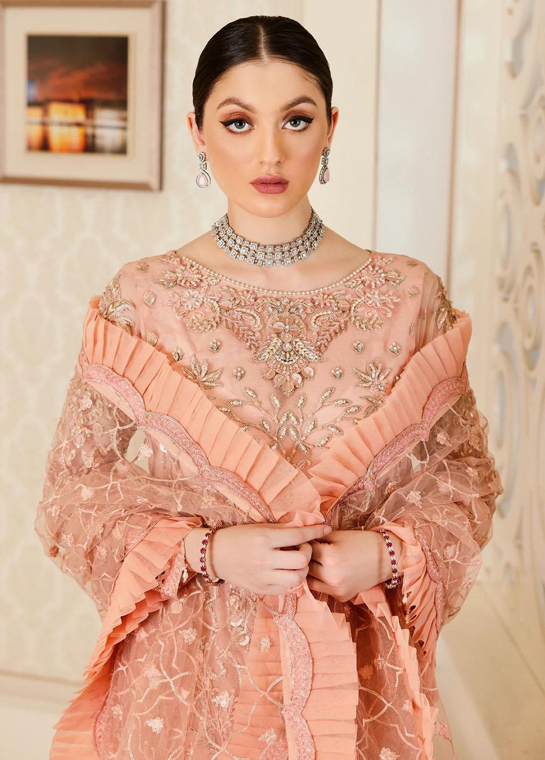 Mahermah By Emaan Adeel Embroidered Net Suits Unstitched 3 Piece EA22-M3 MB-303 - Luxury Collection