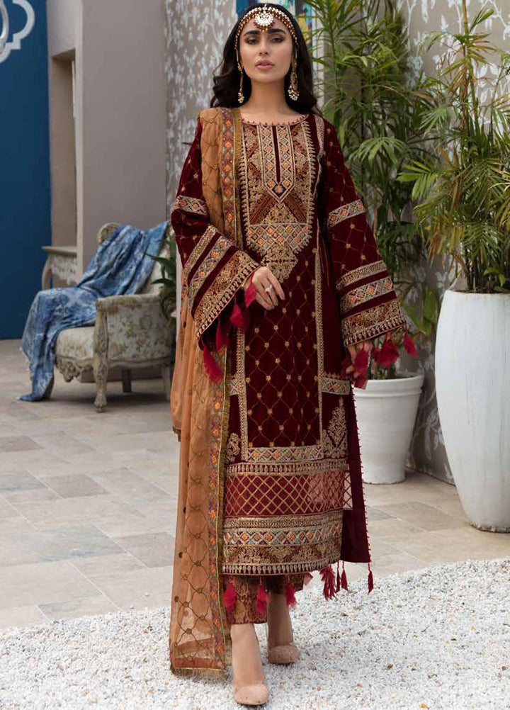 Emaan Adeel Embroidered Velvet Suits Unstitched 3 Piece EA21MM MK-01 - Winter Collection