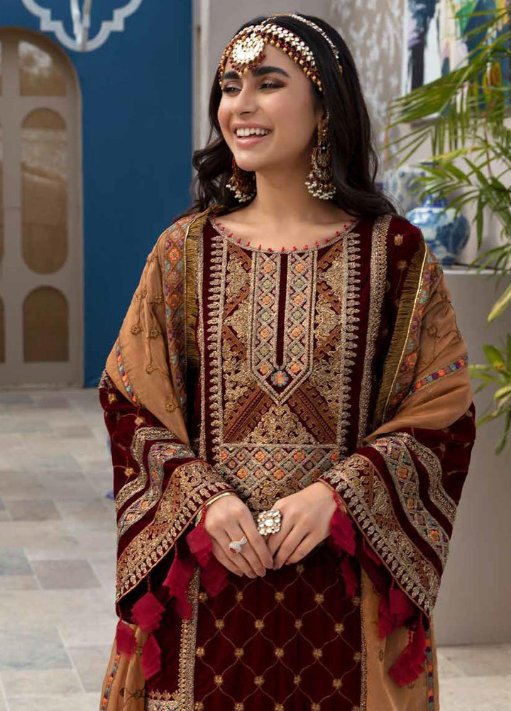 Emaan Adeel Embroidered Velvet Suits Unstitched 3 Piece EA21MM MK-01 - Winter Collection