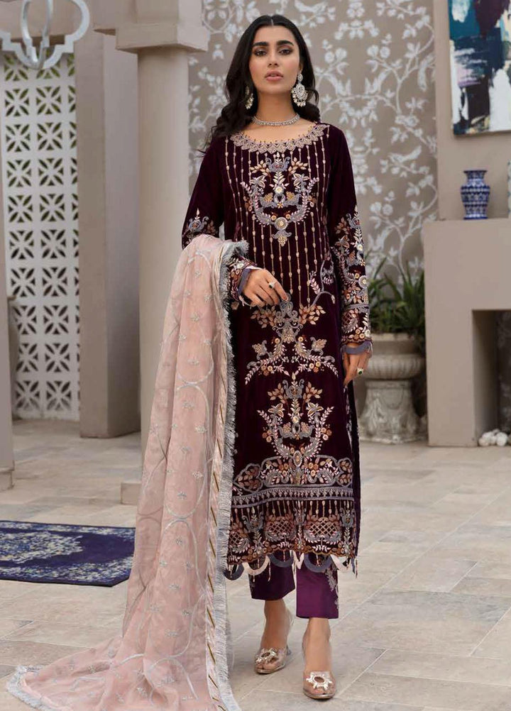 Emaan Adeel Embroidered Velvet Suits Unstitched 3 Piece EA21MM MK-05 - Winter Collection