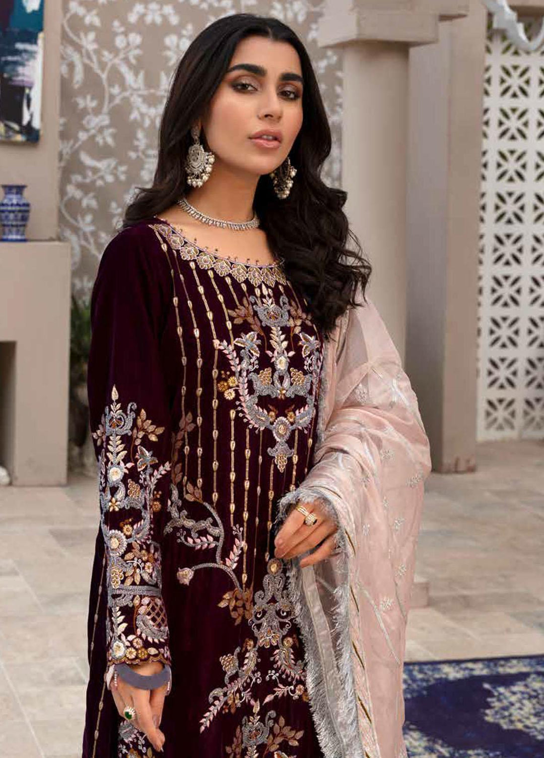Emaan Adeel Embroidered Velvet Suits Unstitched 3 Piece EA21MM MK-05 - Winter Collection