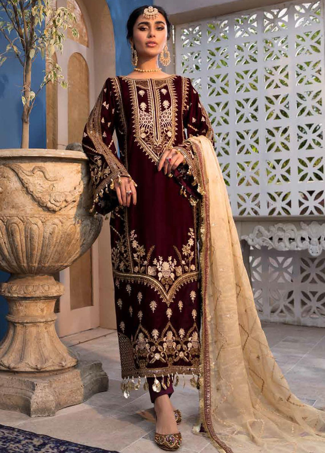 Emaan Adeel Embroidered Velvet Suits Unstitched 3 Piece EA21MM MK-07 - Winter Collection