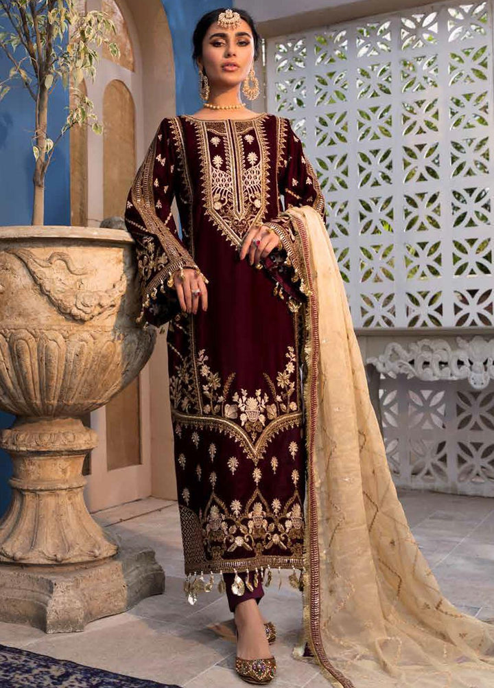 Emaan Adeel Embroidered Velvet Suits Unstitched 3 Piece EA21MM MK-07 - Winter Collection