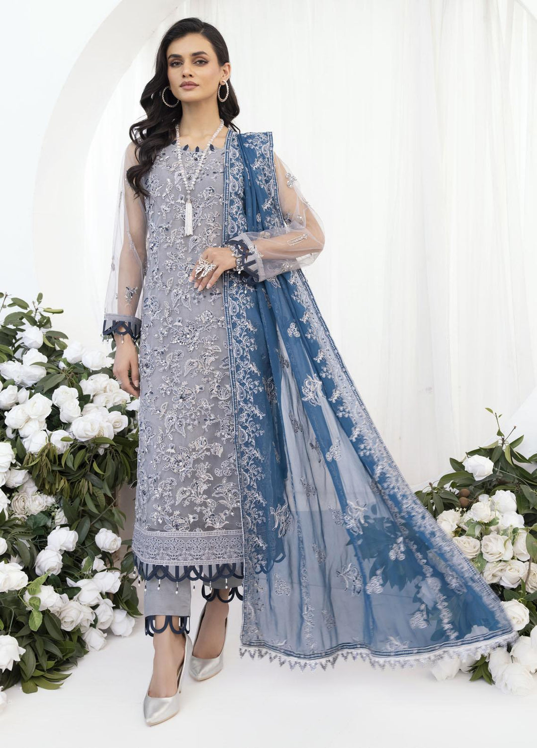 Emaan Adeel Embroidered Net Suits Unstitched 3 Piece EA23OE AL-04 - Exclusive Collection